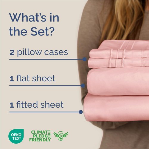 King Size 4 Piece Sheet Set - Ultra-Soft Cooling Bed Sheets | Hotel Luxury Bedding - Baby Pink