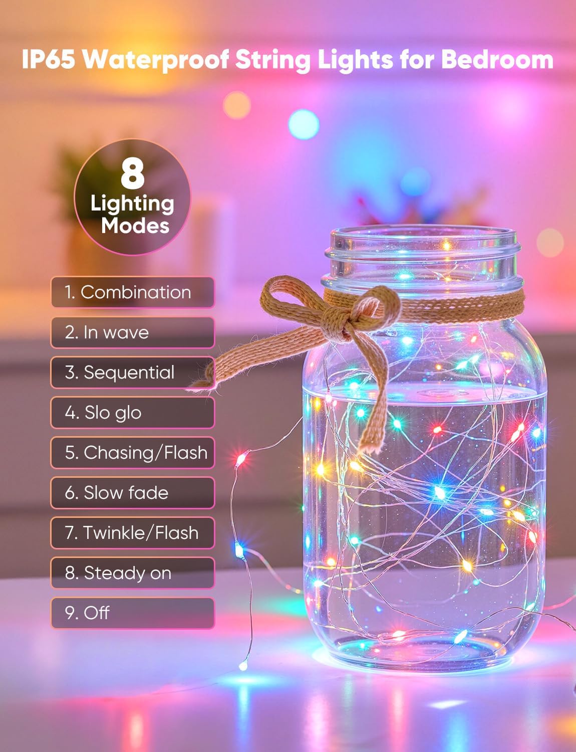 Minetom 12 Pack Pastel Christmas Lights - 7ft Battery Operated LED Fairy String Lights | Waterproof Easter Decor