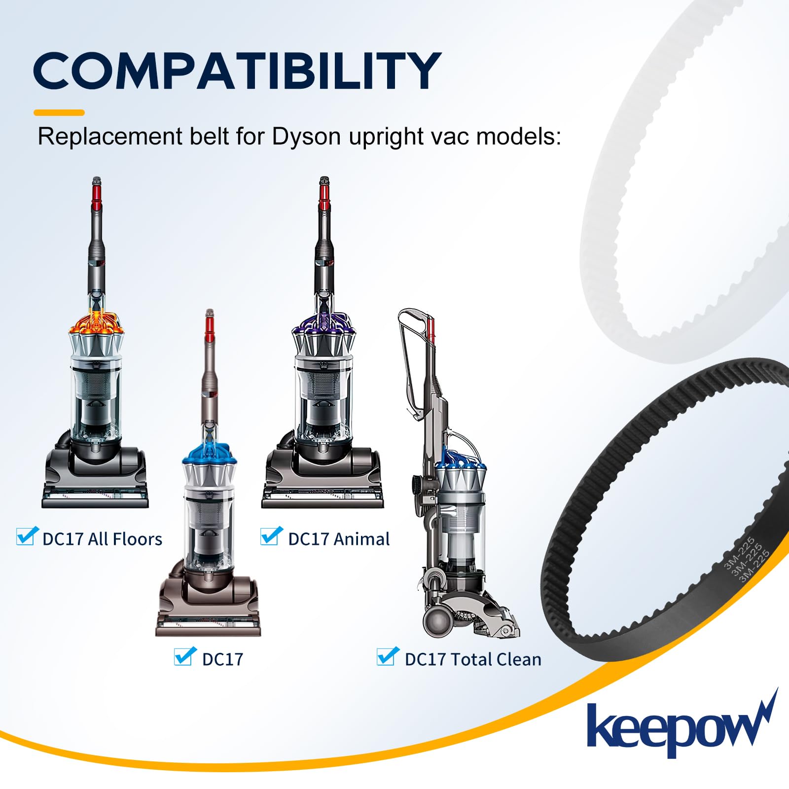 KEEPOW DC17 Replacement Belt Part 911710 01 02 Compatible with Dyson DC17 Animal Absolute Vacuum Cleaner, 4 Pack