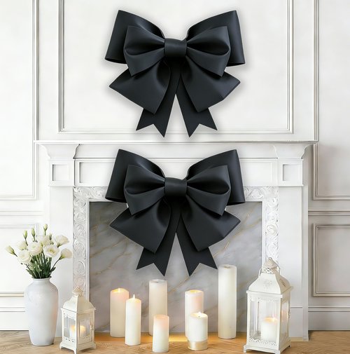 2 Pack Black Bows Decor 20"x 24" Giant Bow DIY Material Party Decorations, EVA Big Bow for Room Wall Backdrop Holiday Wedding Bride Car Decorative Birthday Party Supplies Packaging for Large Gifts