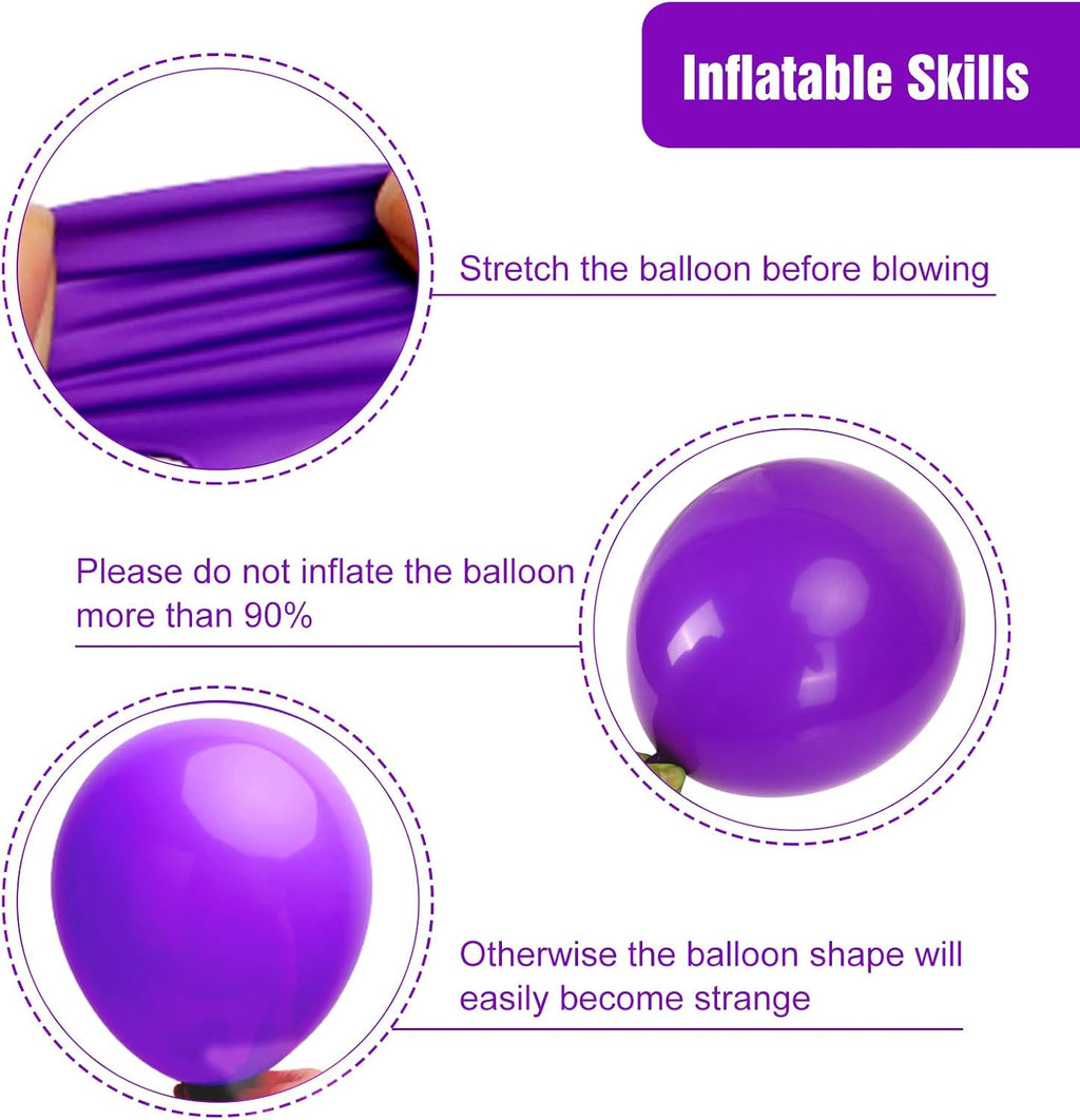 RUBFAC 154pcs Dark Purple Balloon Set - Various Sizes for Birthday, Baby Shower & Graduation Decor