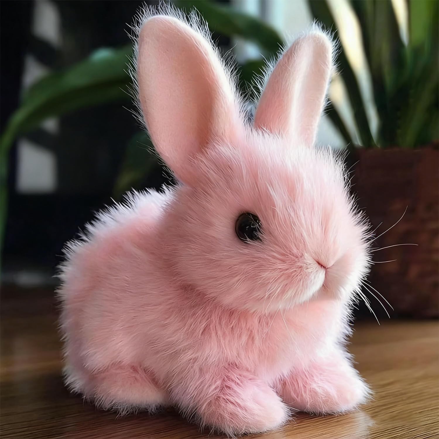 Realistic Bunny Toy by My Realistic - Interactive Hopping Bunny with Jumping, Twitching Ears | Pink
