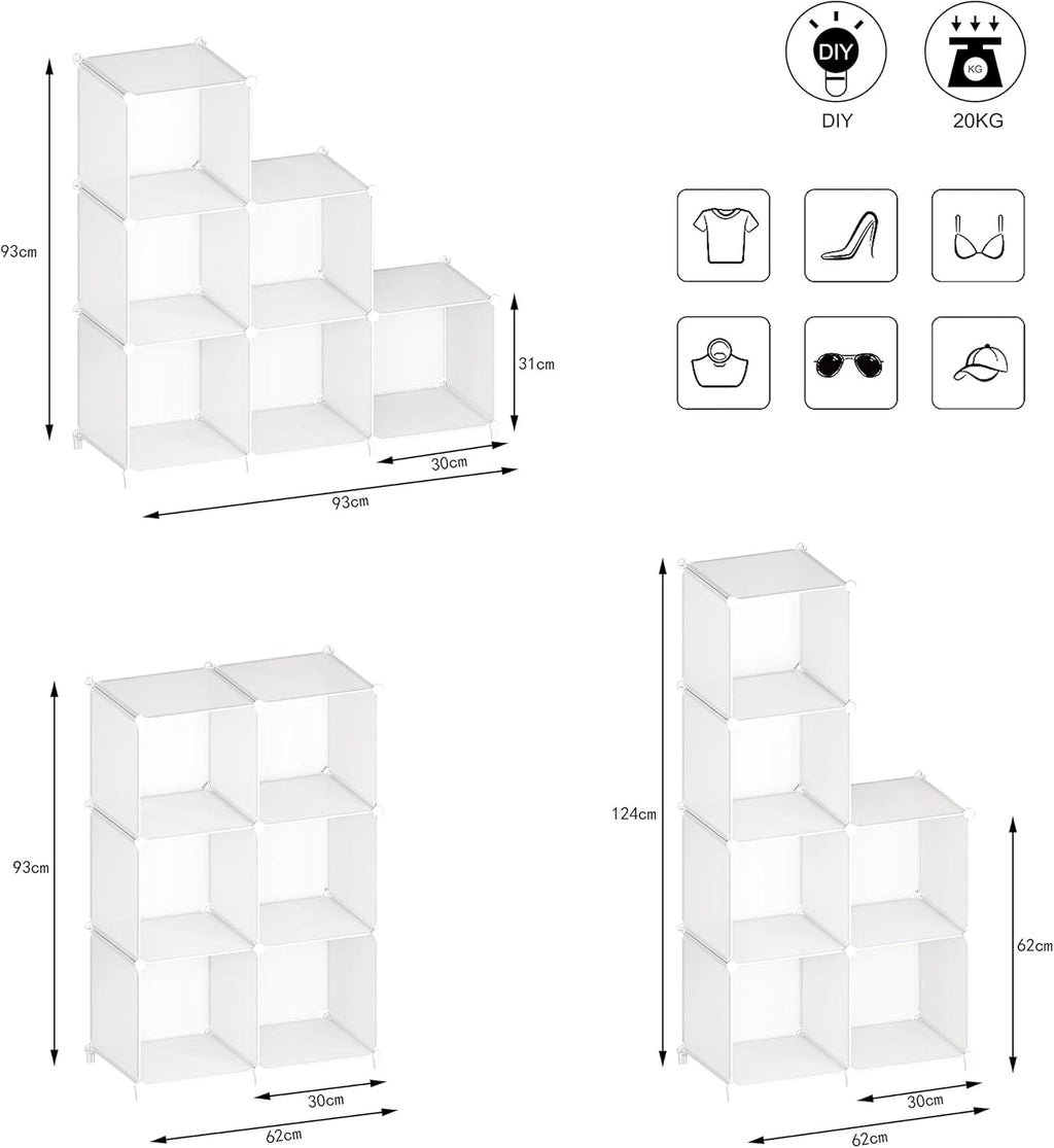 Stackable Closet Organizers by [Brand Name] - 6 Cube Storage Solution for Bathroom & Wardrobe