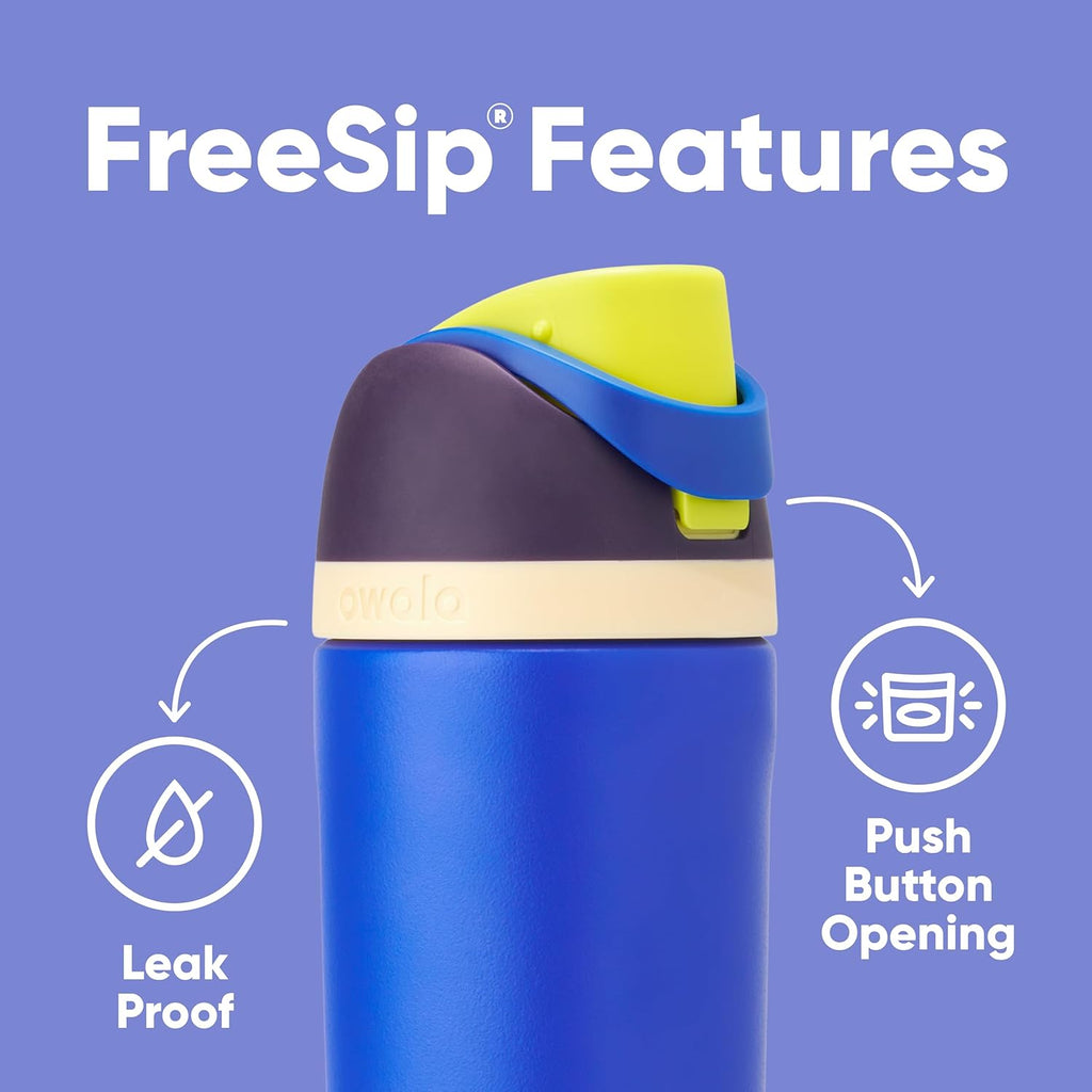 Owala Kids FreeSip Water Bottle - Insulated Stainless Steel with Straw | BPA-Free, 16 oz, Celestial Sphere