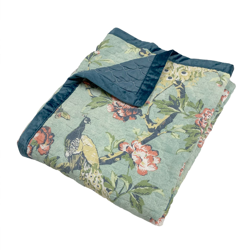 Greenland Home Pavona Enchanted Garden Quilted Throw, 50x60-inch, Jade