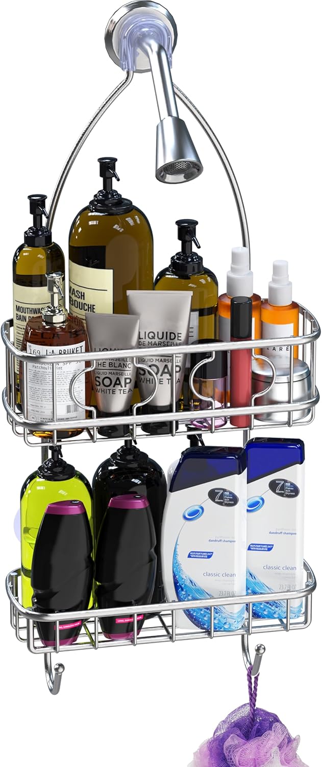 Simple Houseware Stainless Steel Shower Head Caddy Organizer - Durable & Spacious (24 x 10.2 x 4.25 Inches)