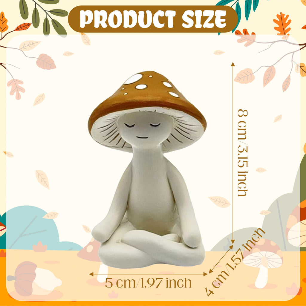 CYjorkbgg Meditation Mushroom Resin Statue - Cute Meditation Mushroom Statue for Desk Living Room Resin Figurine for Home Patio Office Decoration Cute Plant Statues for Tabletop Garden Backyard Decor