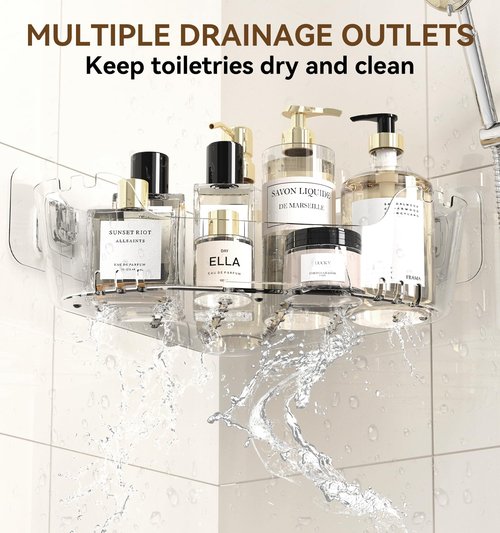 JNDETOP Corner Shower Caddy, 3-Pack Adhesive Shower Organizer with Soap Holder and Hooks, Rustproof Corner Shower Shelves, No Drilling Bathroom Organizer for Bathroom