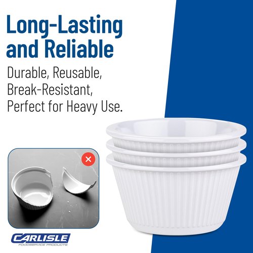 Carlisle FoodService Products Plastic Ramekins, Sauce Bowl For Catering, Kitchen, Restaurant, 2 Ounces, White, (Pack of 48)