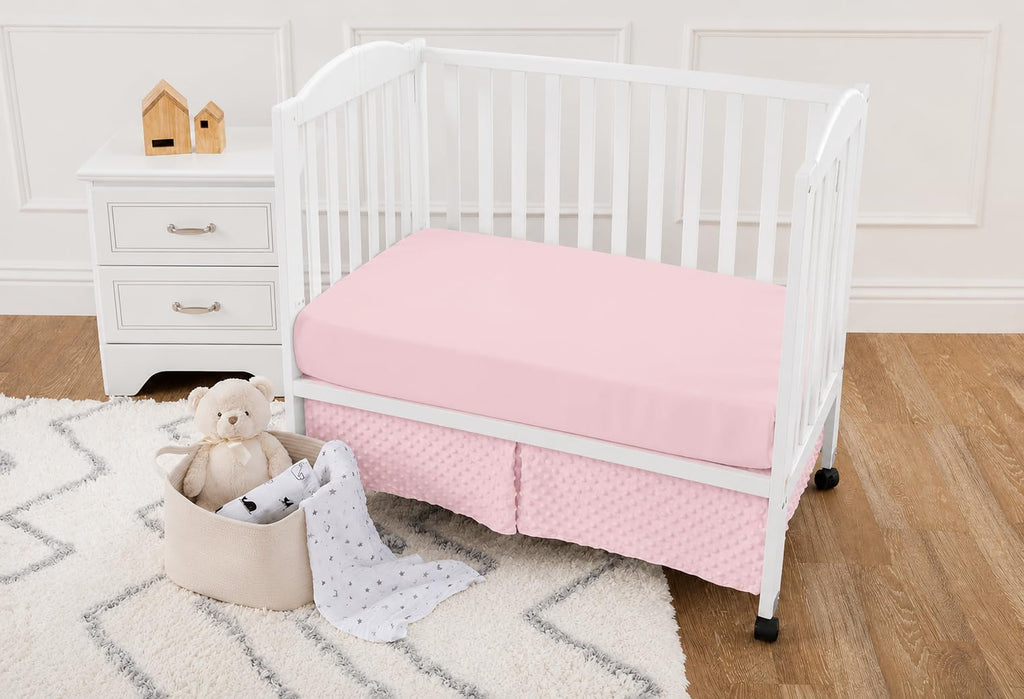 American Baby Company Heavenly Soft Minky Dot 3-Piece Mini/Portable Crib Bedding Set, Pink, for Girls