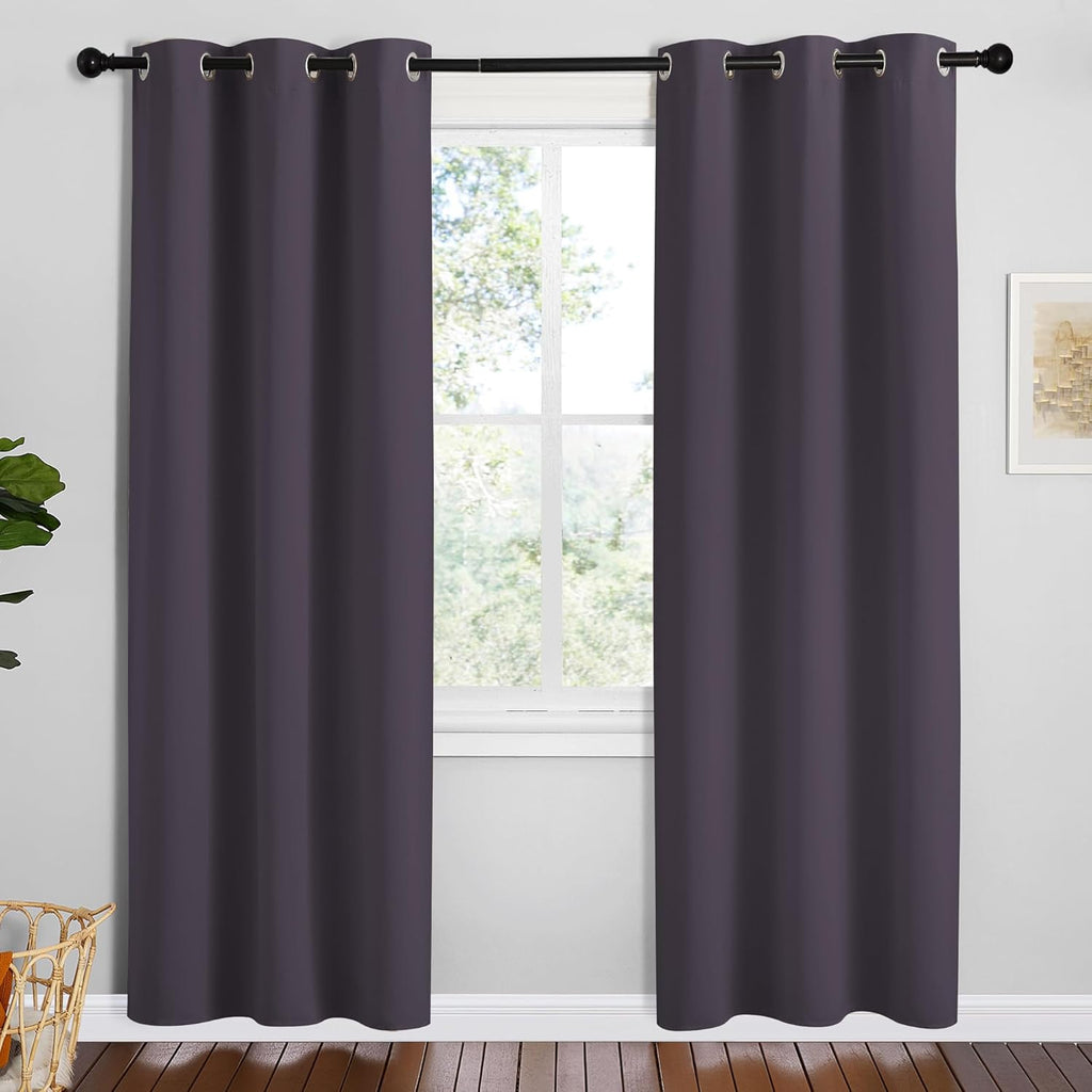 NICETOWN Greyish Purple Blackout Curtains - Thermal Insulated Drapes for Playroom | 72 Inches Long, 34 Inches Wide, 2 Panels
