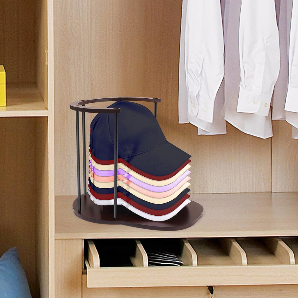 SNOWSTAR Hat Storage for Baseball Caps, Wood & Metal Hat Organizer Holder Display Stand for At Least 15 Hats,Space-Saving Baseball Cap Storage for Desk, Closet,Bedroom,Entryway.