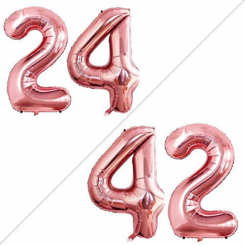 GOER Jumbo 42-Inch Number 24 Balloons - Rose Gold Foil Decorations for 24th Birthday Party