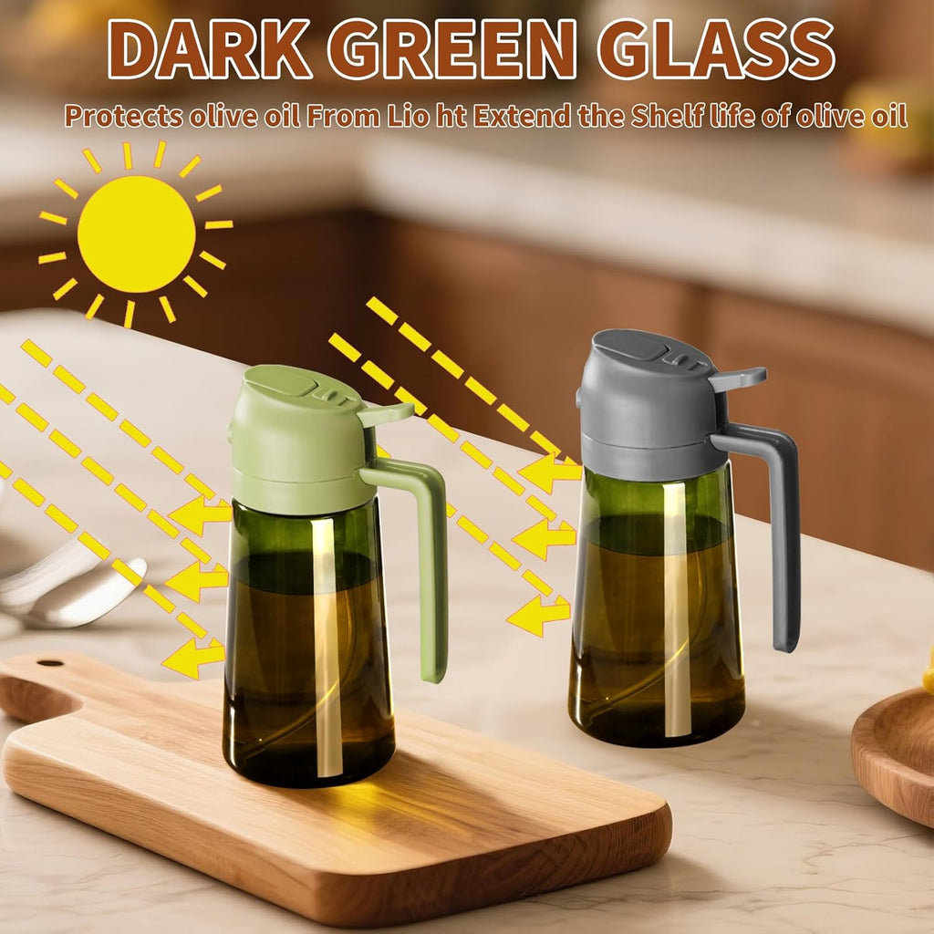 SWEET VIEW Olive Oil Dispenser - 16oz Glass Light-Proof Sprayer for Cooking, Salad & BBQ