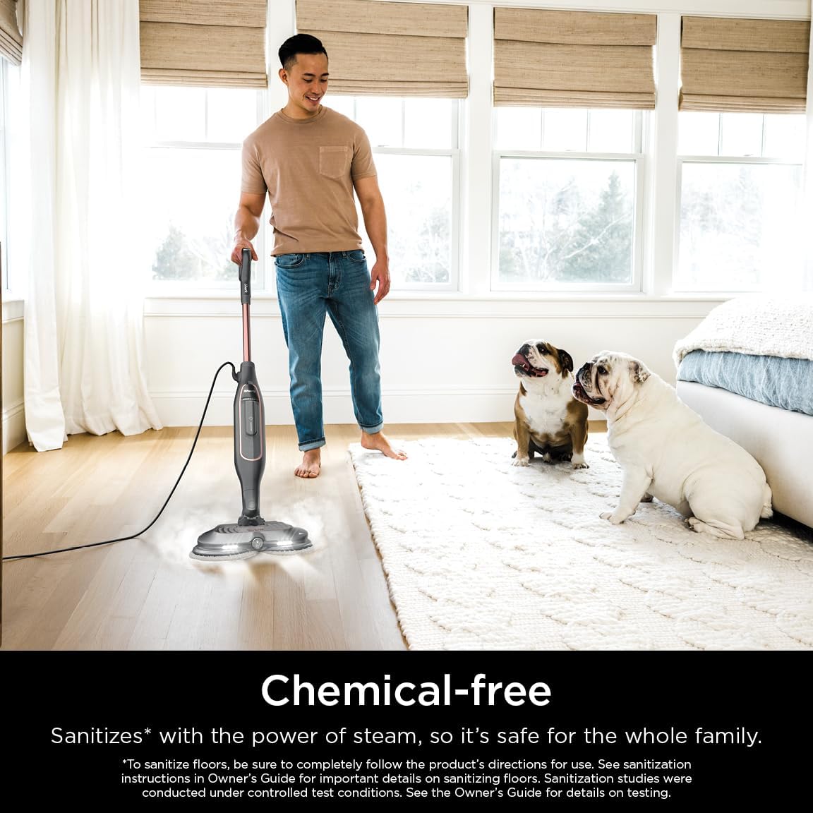 Shark Steam Mop S7201 - Powerful Scrubbing & Sanitizing | Gray/Rose Gold Finish