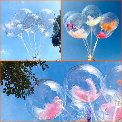 Acquwistach 70 Sets Balloon Sticks with Cups Clear Balloon Holder Stick Stand 15inches to 32inches Large and Long Party Balloon Stand for Bobo Balloons Birthday Wedding Party Supplies