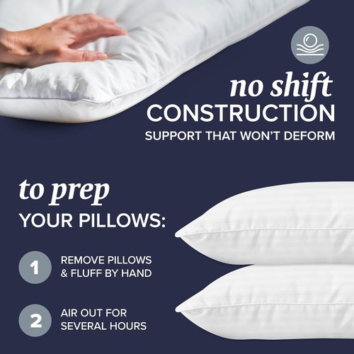 Beckham Hotel Collection Queen Pillows - Soft Down Alternative with Cotton Pillowcases | Set of 2, Aqua Gray