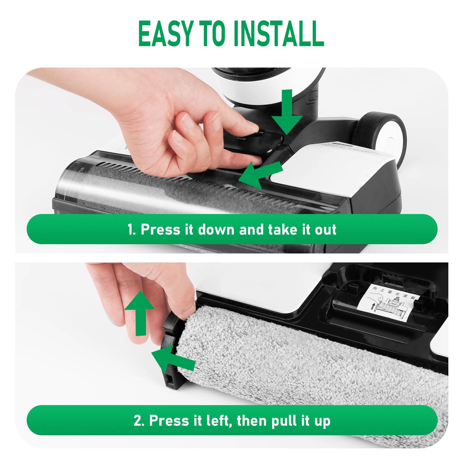 Klypticfit Roller Brush Replacement Kit Compatible with Tineco iFloor 2, iFloor 3,Floor One S3 Cordless Wet Dry Vacuum Cleaner,2 Pack Brush Roll Replacement Accessories