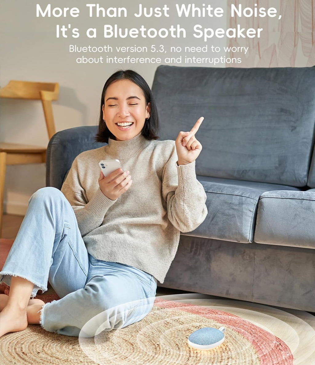 Skiennix Portable White Noise Machine - Bluetooth Speaker & Rechargeable Baby Sleep Soother | 6 Soothing Sounds, Blue