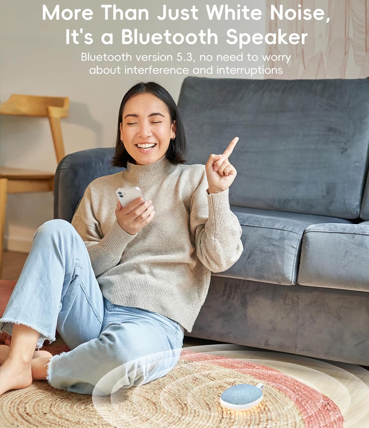 Skiennix Portable White Noise Machine - Bluetooth Speaker & Rechargeable Baby Sleep Soother | 6 Soothing Sounds, Blue