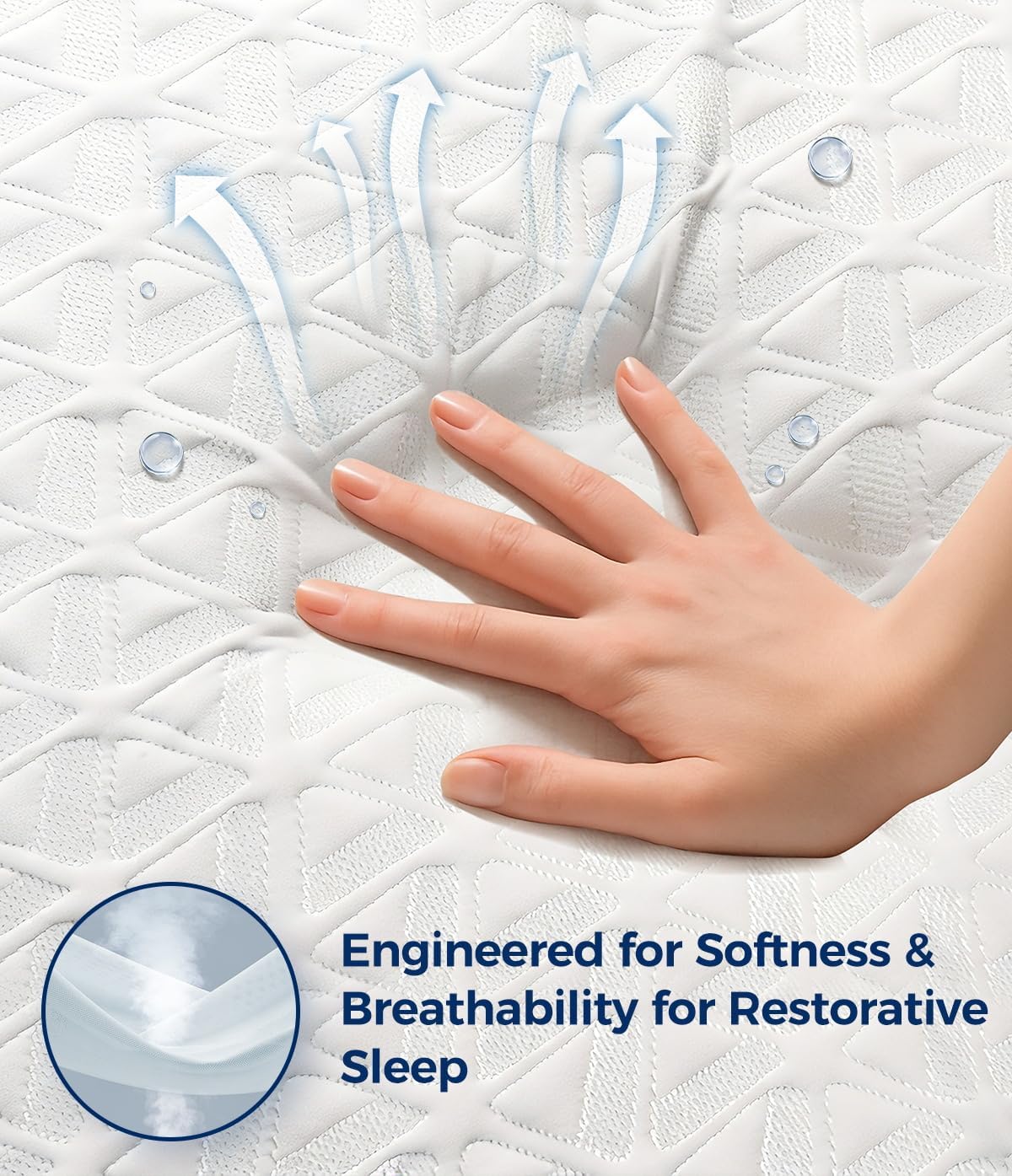Skiennix Waterproof Mattress Protector - Soft & Breathable Queen Size Pad | Noiseless 3D Air Fabric, Machine Washable, White
