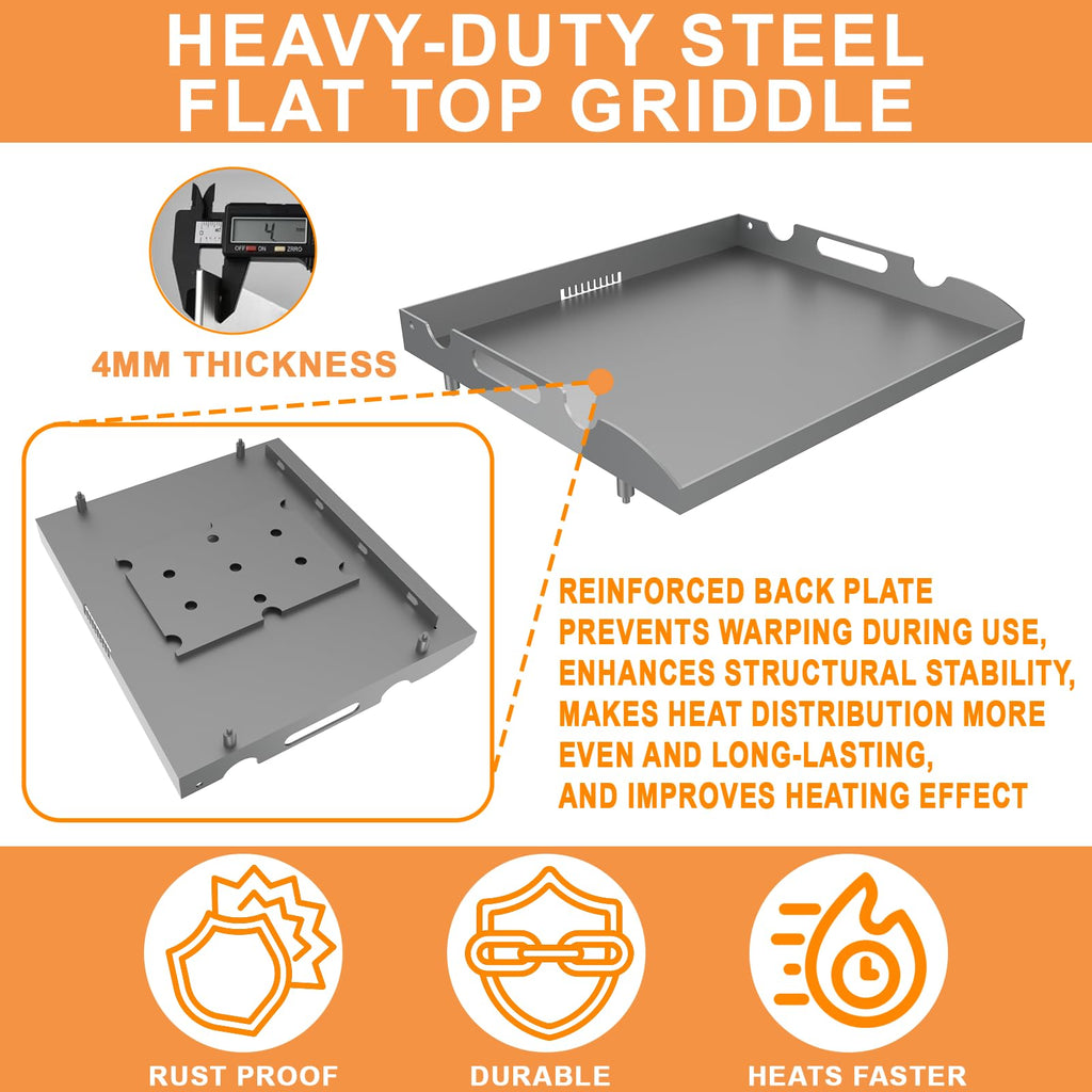 Upgrade Griddle Top Replacement for Blackstone 17" TableTop Griddle w/Rear Grease System, Flat Top Griddle for Blackstone Accessories 1814 1819 Adventure Ready 1832 1971, Heavy-duty Steel Grill Plate