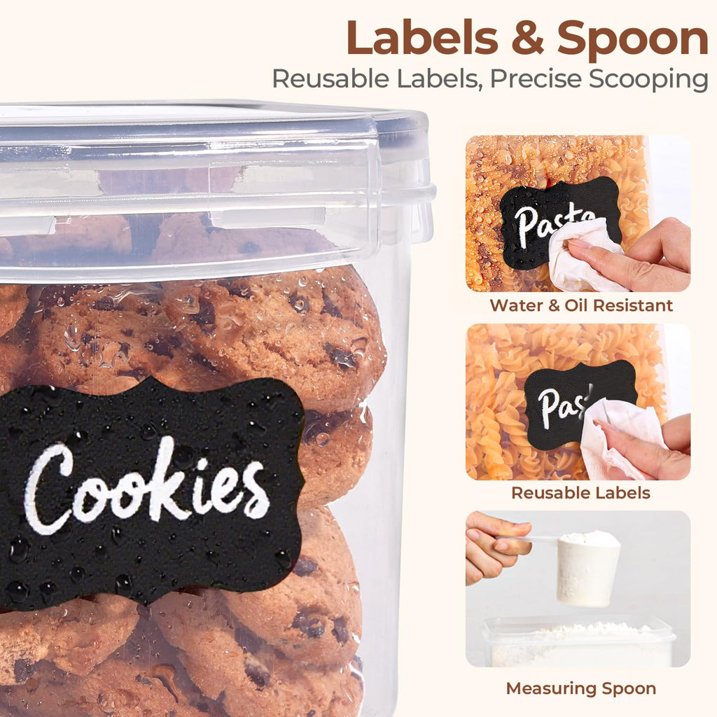 ComSaf Airtight Food Storage Containers with Lids, 11 Pcs Canisters Sets for the Kitchen, Plastic Pantry Organizers and Storage for Cereal, Flour, Sugar,Kitchen Storage Containers Include Labels
