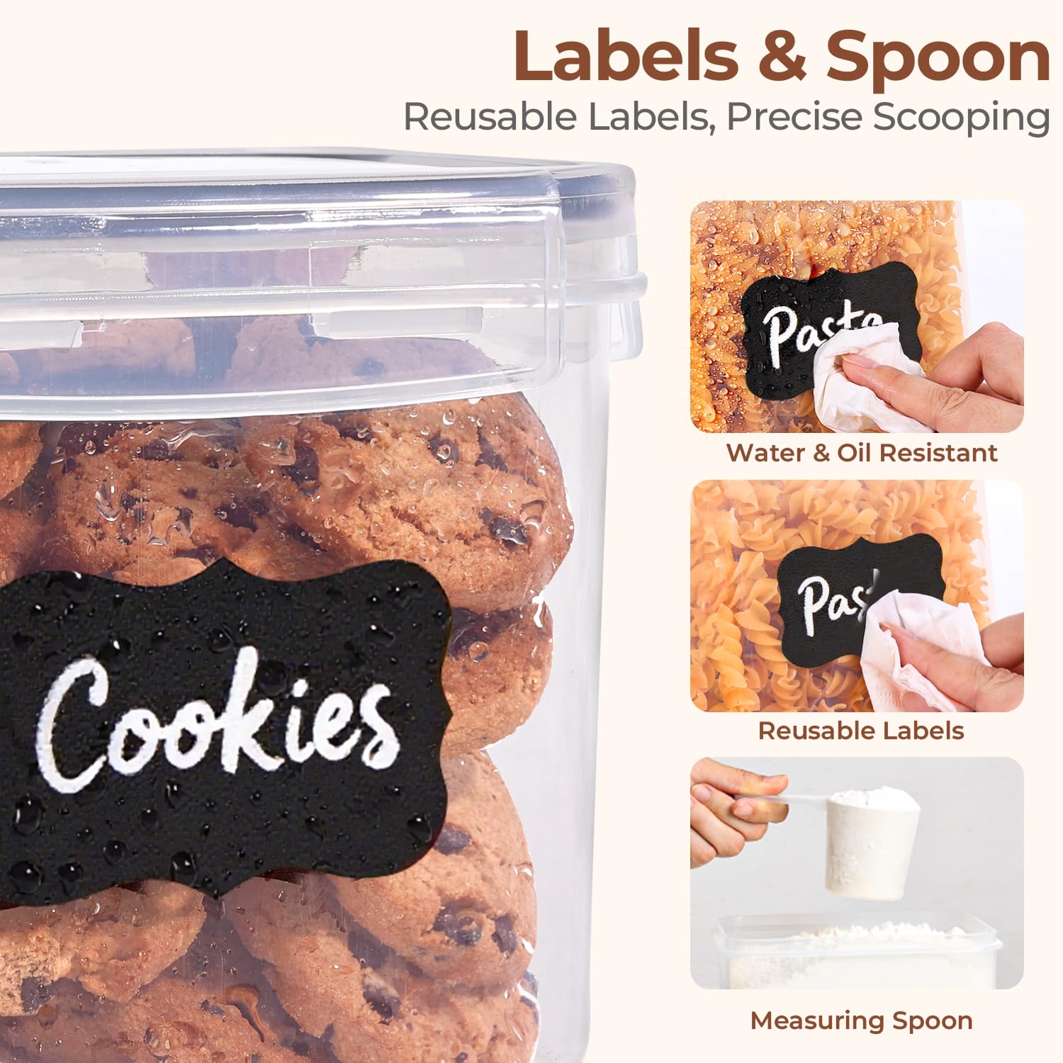 ComSaf Airtight Food Storage Containers with Lids, 11 Pcs Canisters Sets for the Kitchen, Plastic Pantry Organizers and Storage for Cereal, Flour, Sugar,Kitchen Storage Containers Include Labels