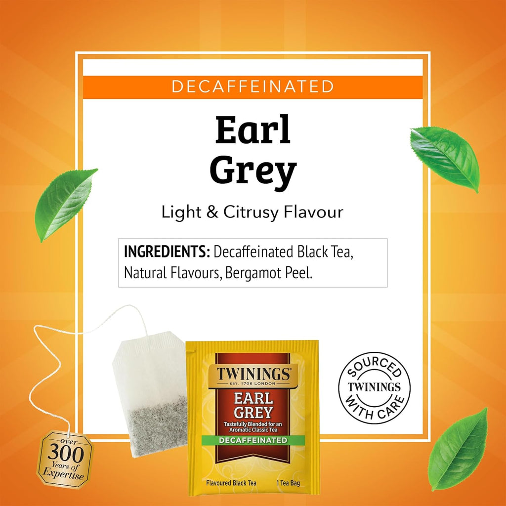 Twinings Decaffeinated Earl Grey Black Tea - Citrus & Bergamot Flavor, 120 Individually Wrapped Bags