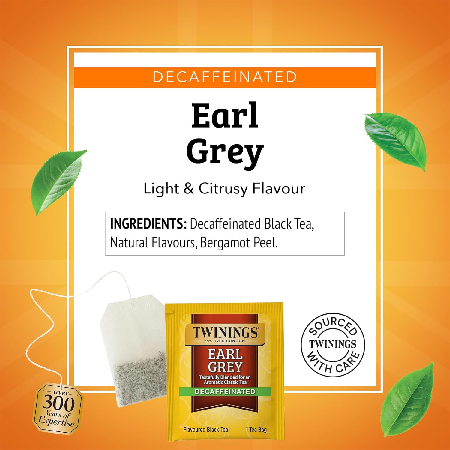Twinings Decaffeinated Earl Grey Black Tea - Citrus & Bergamot Flavor, 120 Individually Wrapped Bags