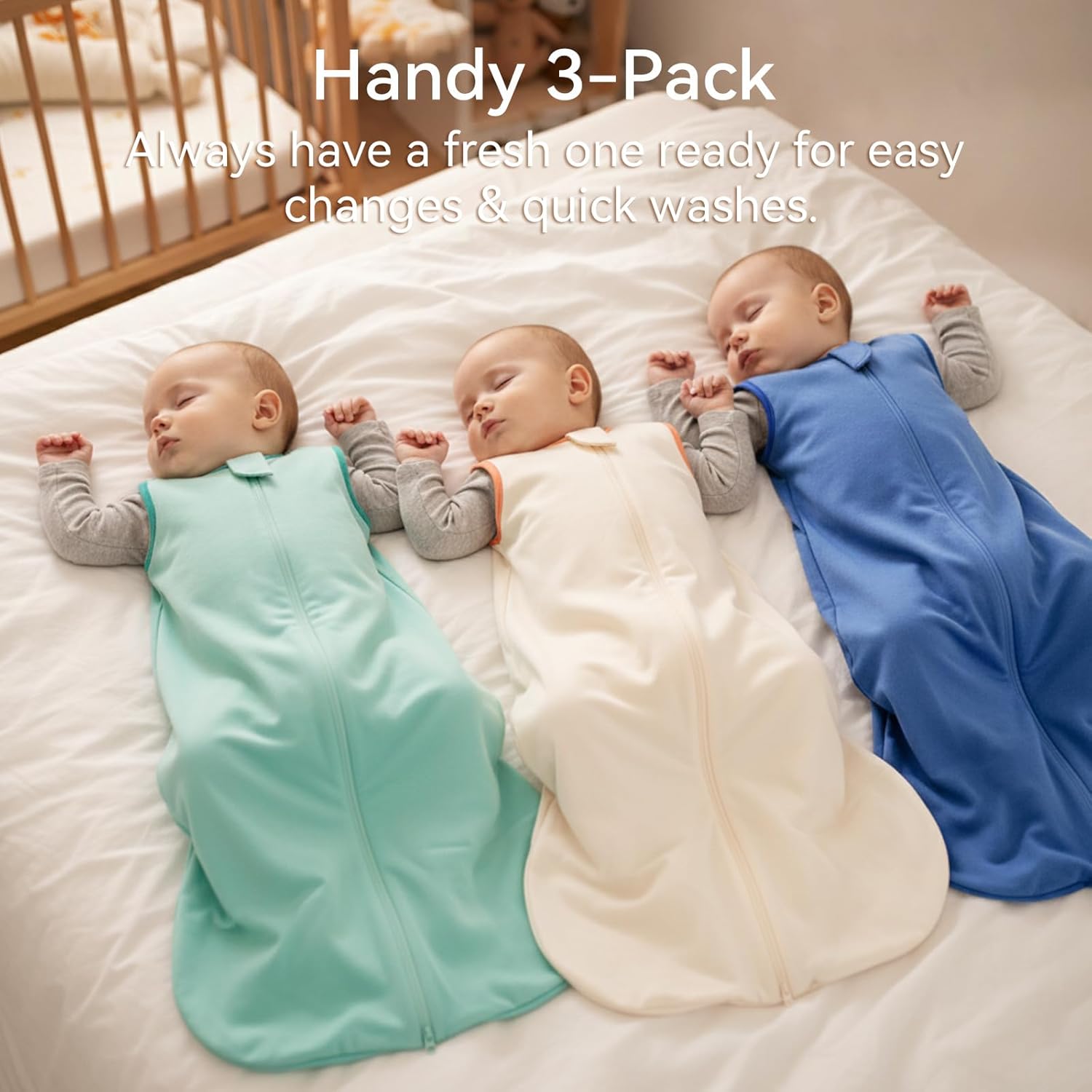 Skiennix Baby Sleep Sack - 100% Cotton Wearable Blanket for Toddlers | 0.5 Tog, 3-Pack, Breathable & Soft