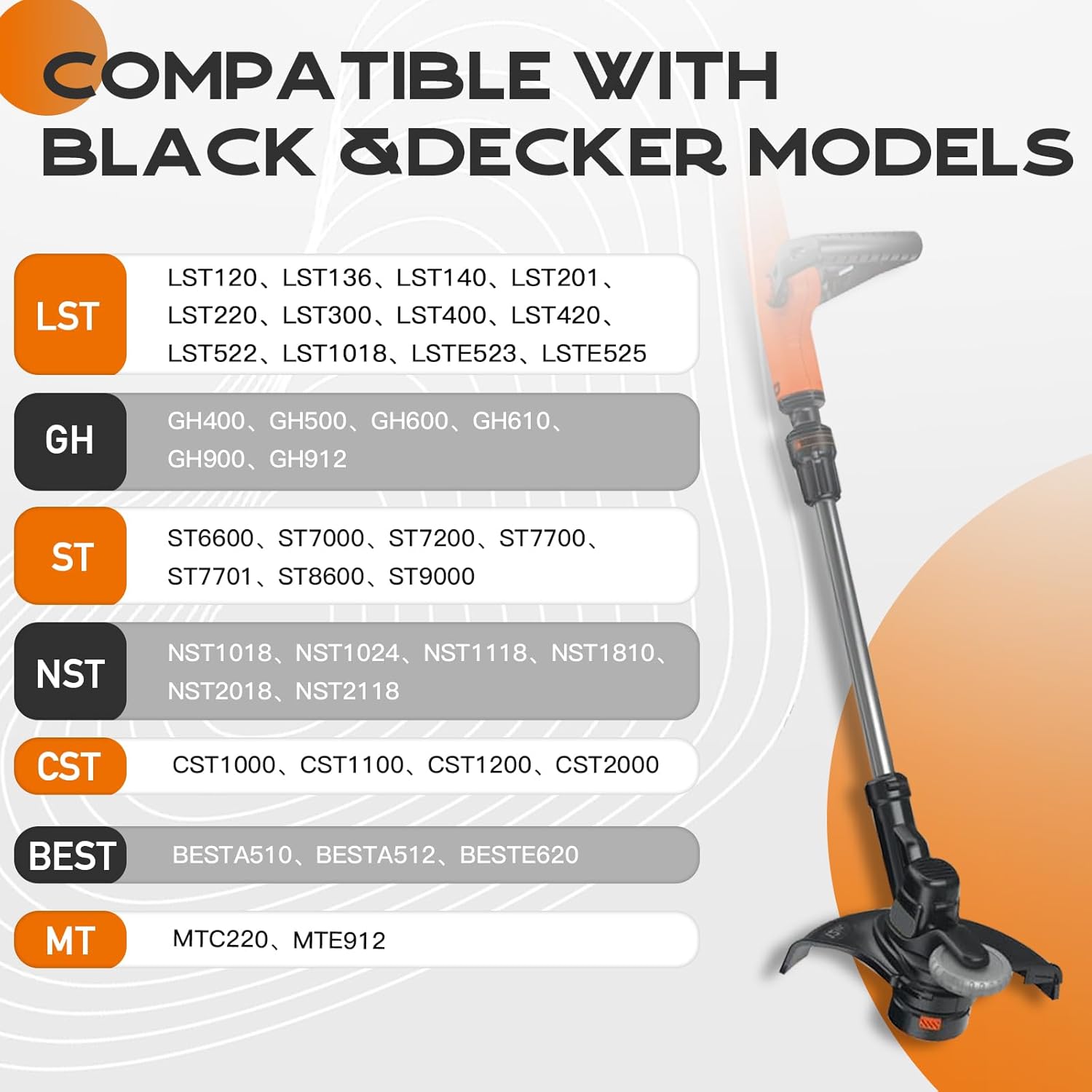 Black & Decker AF-100 Weed Eater Spool - 30ft 0.065" Automatic Feed | 8-Pack with Cap & Spring