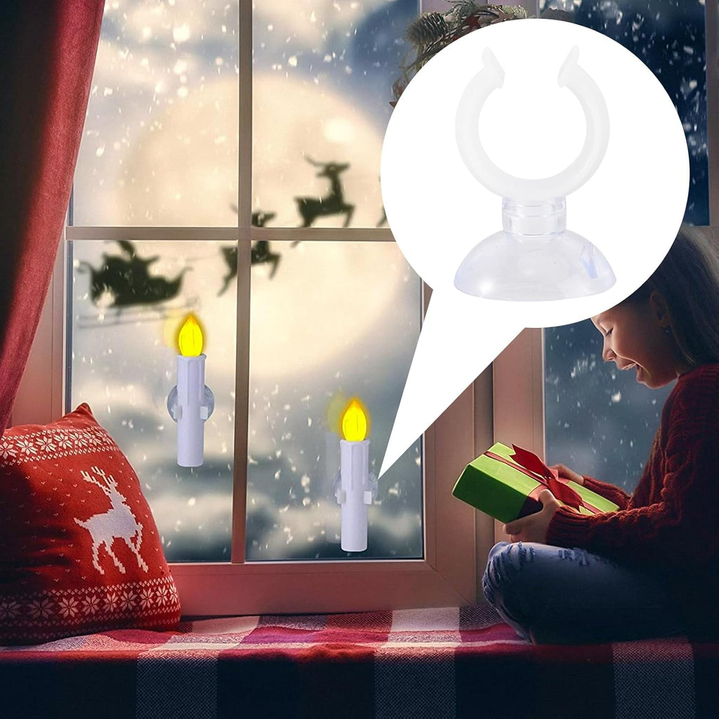 Minkissy 6pcs Christmas Candle Holders - Suction Cup Window Holders for Festive Home Decor (20mm)