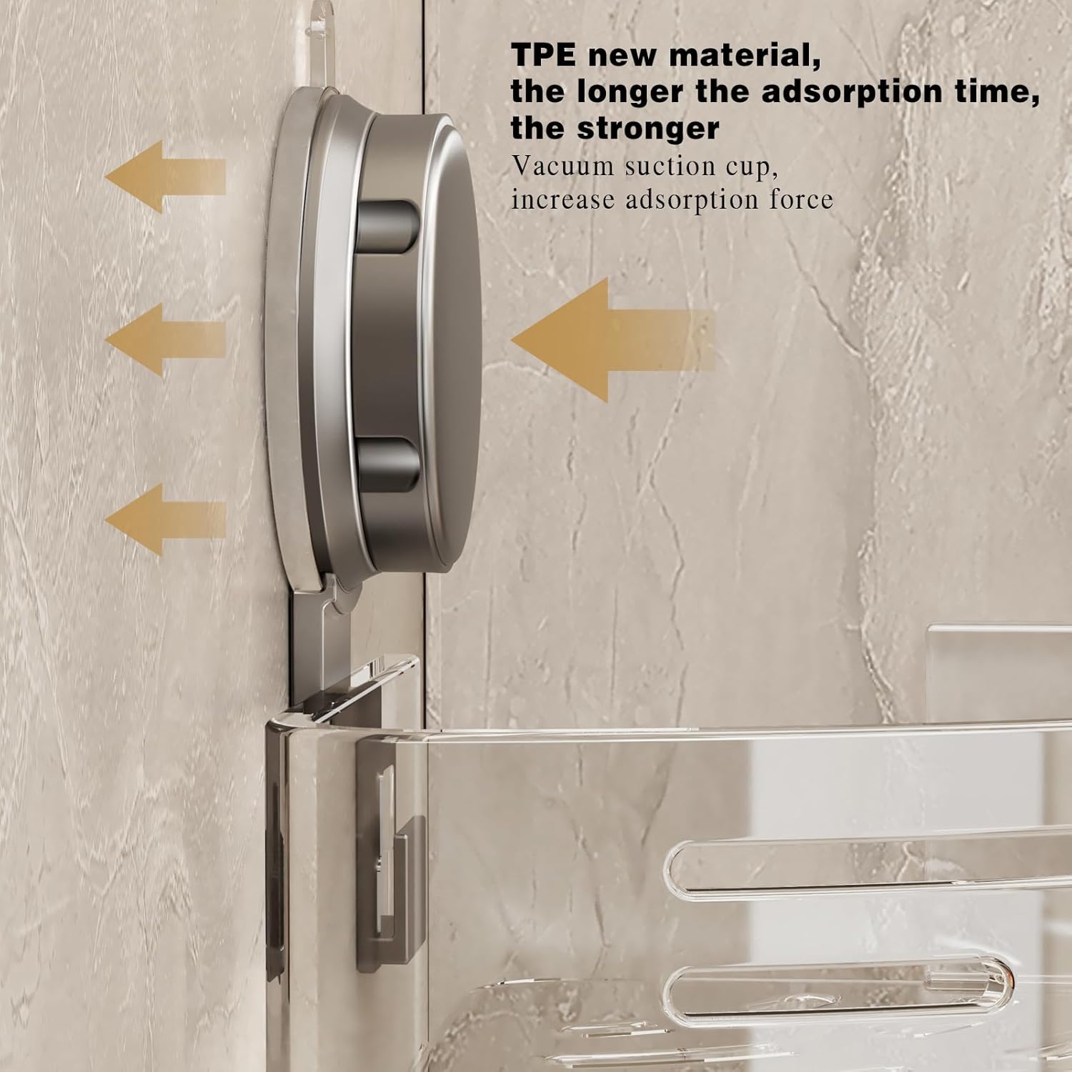 VOLPONE Shower Caddy - Corner Suction Cup Organizer with No Drilling | Adhesive Bathroom Shelf (Gray)