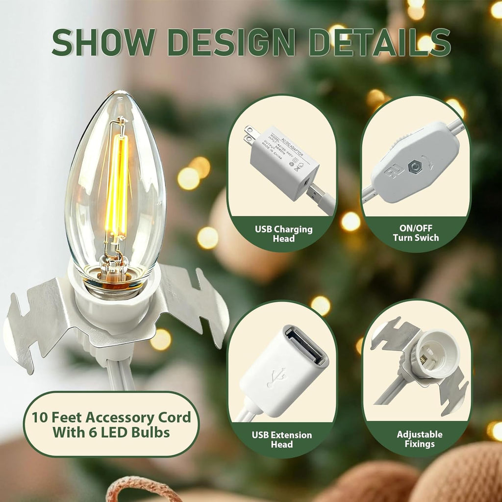 USB 5V LED Light Accessory Set by Department 56 - 6 Lights for Halloween & Christmas Decor | 9.8ft White Cord