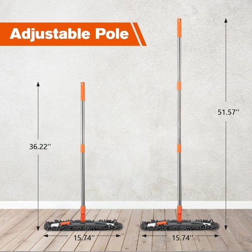 Dust Mop for Floor Cleaning with 3 Washable Pads and 55” Long Stainless Steel Handle,Microfiber Mop for Hardwood Floors, Tile, Marble Floors (Dust Mop)