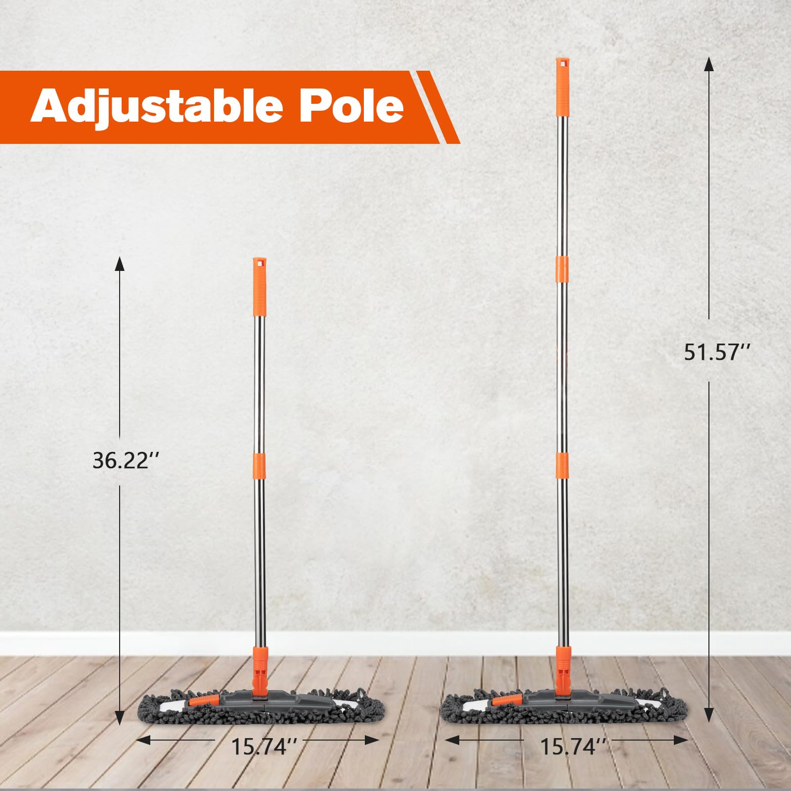Dust Mop for Floor Cleaning with 3 Washable Pads and 55” Long Stainless Steel Handle,Microfiber Mop for Hardwood Floors, Tile, Marble Floors (Microfiber mop)