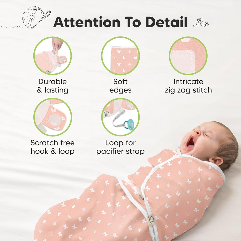Skiennix Organic Baby Swaddle Sleep Sacks - Soft & Snug for Newborns 3-6 Months | Butterflies, Large 3-Pack