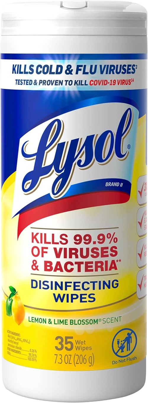 Lysol Disinfectant Wipes - Powerful Cleaning & Deodorizing - Lemon & Lime Blossom, 35 Count