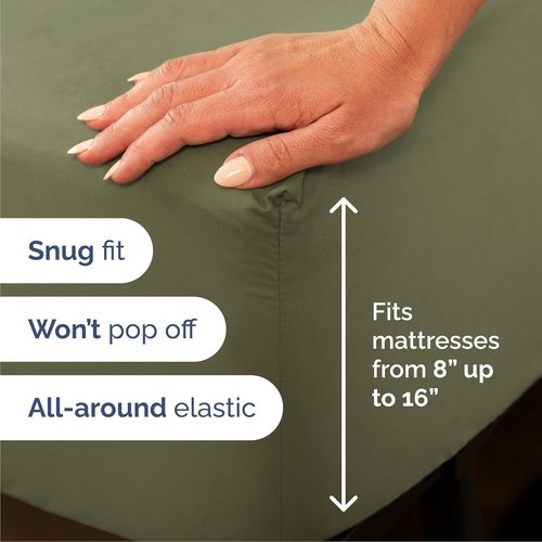 Cal King Size 4-Piece Sheet Set | Skiennix Comfy Breathable Cooling Bed Sheets - Luxury Hotel Quality - Deep Pockets, Soft & Wrinkle-Free - Sage Green