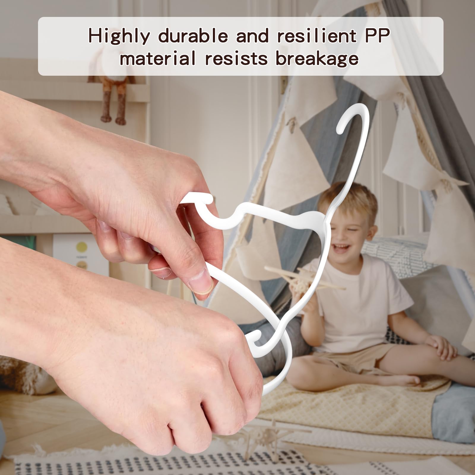 60 Pack Baby Plastic Hangers,12.83" Ultra-Thin,Non-Slip Hangers for Children. Ideal for Closets and Nurseries.Designed for Newborns and Children's Clothing,Including Trousers,Coat,Dresses.(White)