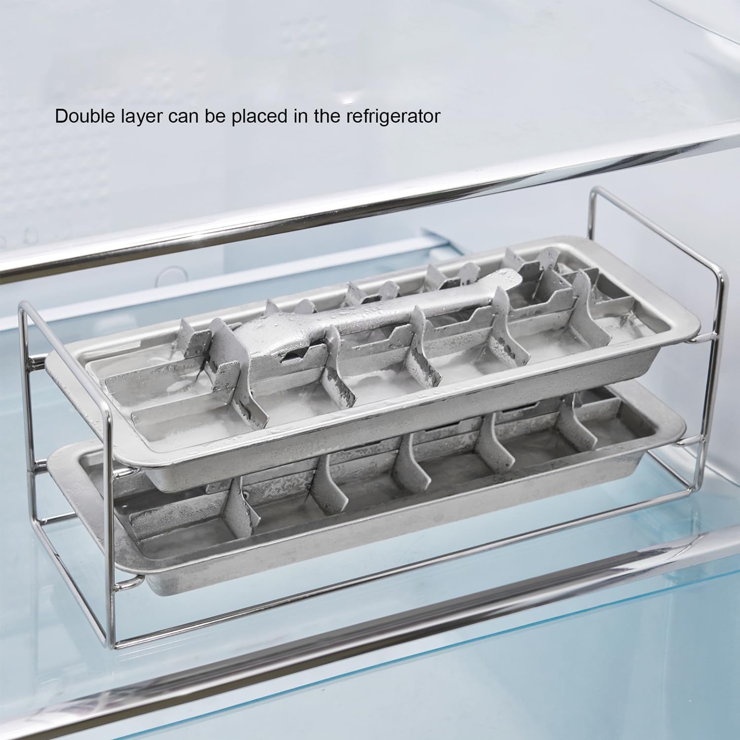 Metal Ice Cube Trays, Stainless Steel Ice Cube Trays, 18-Slot Ice Cube Tray with Easy Release Handle, Detachable Ice Trays for Bars Kitchens Dishwasher, Stainless Steel Ice Cube (2)