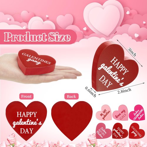 Landical 6 Pcs Galentines Day Decorations Wooden Conversation Hearts Happy Galentine's Day Signs Gifts for Tiered Tray Table Home, Tabletop Centerpiece Decor for Valentines Party Supplies