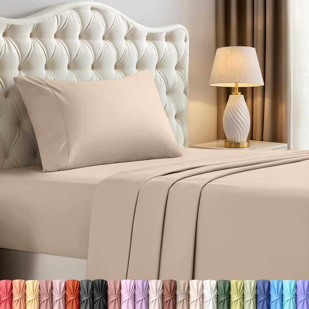 Utopia Bedding Twin Sheet Set - Soft & Breathable Microfiber, 3-Piece Bed Sheets, Oeko-Tex Certified | Sand Color