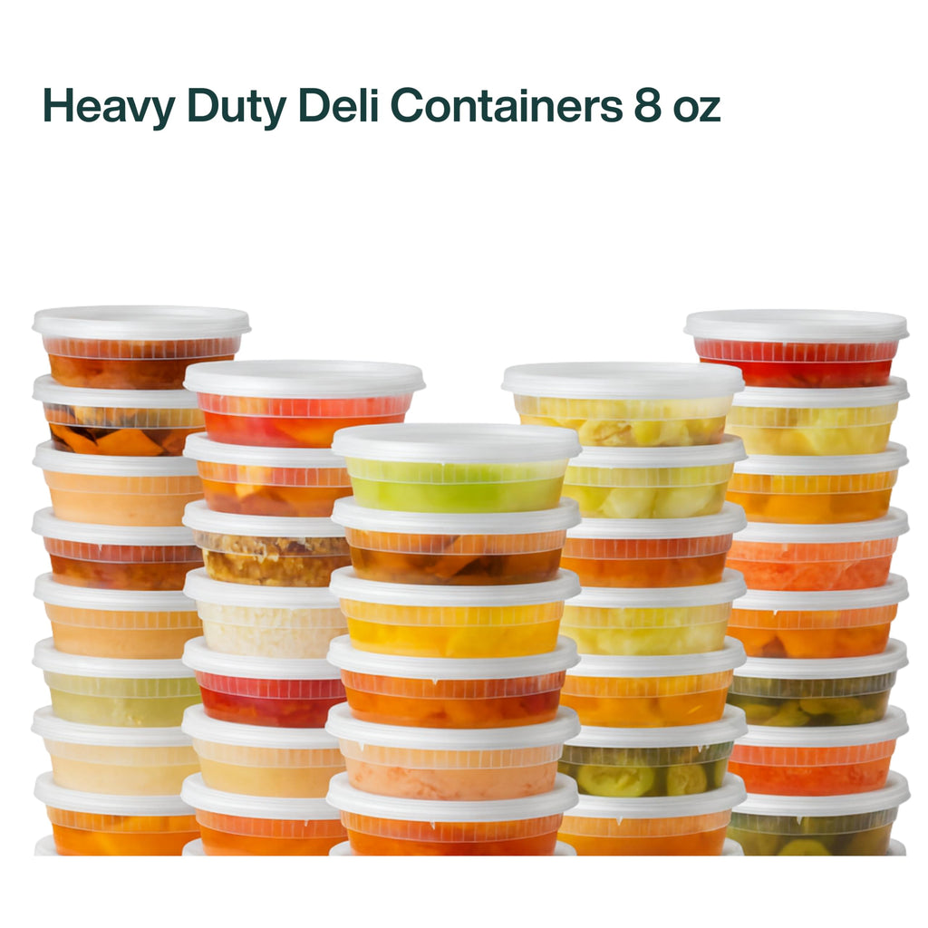 ProTakeOut [8oz-240 Sets Plastic Deli Containers with Lids - BPA Free Clear Soup Containers with Airtight Lids, Leak Resistant Food Storage for Meal Prep, Stackable/Microwave/Dishwasher/Freezer Safe