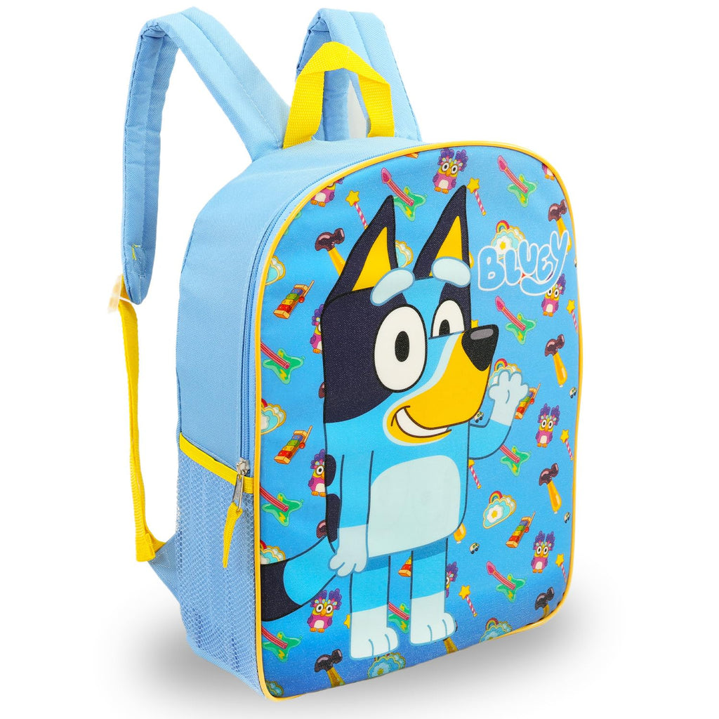 Bluey Backpack with Lunch Bag for Kids, Boys, Girls - Bundle with 15” School Bag, Lunch Box, Water Bottle, Stickers, More | Bluey Backpack and Lunchbox Set