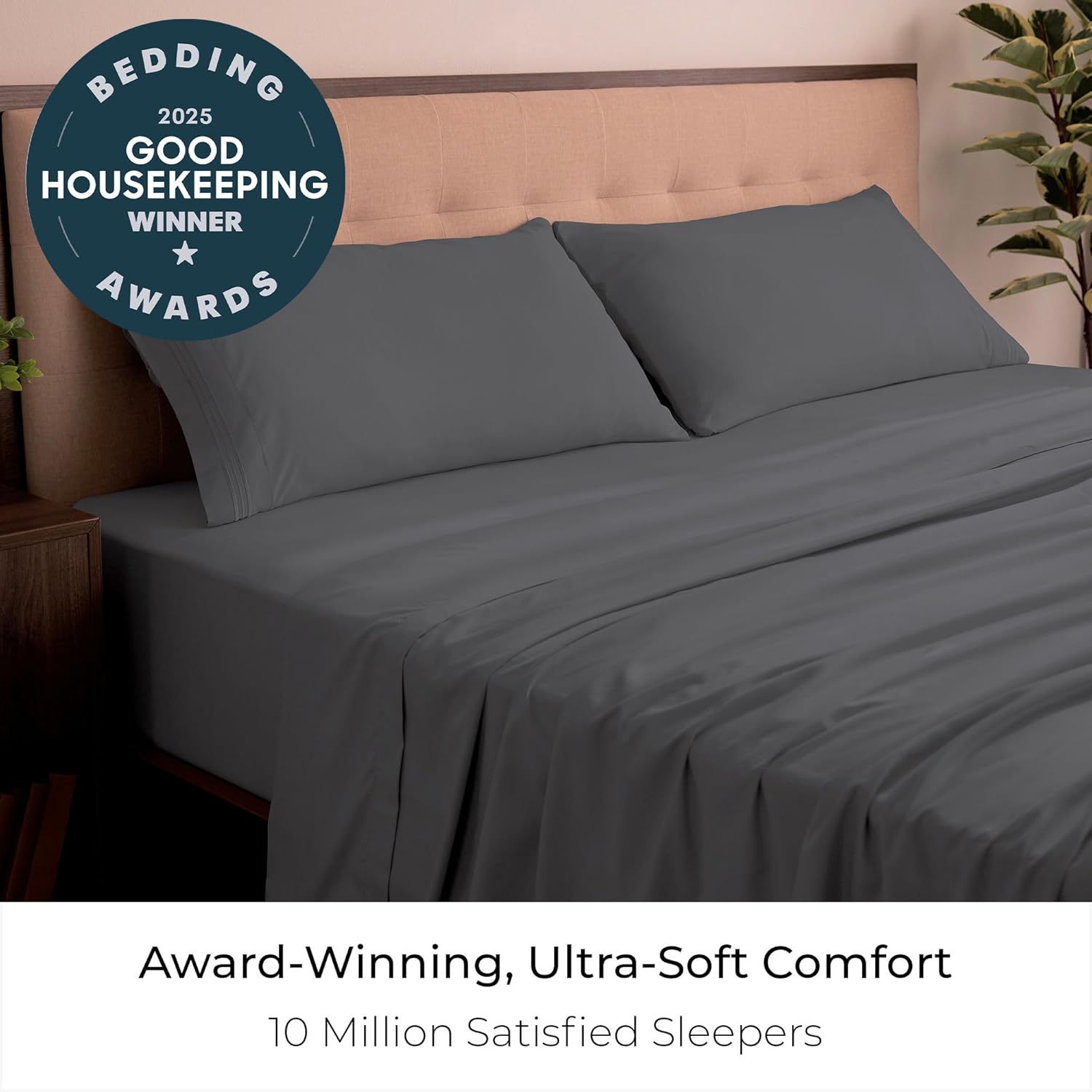 Mellanni King Sheets Set - 4 PC Luxury Bedding Collection - Extra Soft, Cooling, Wrinkle-Resistant | Gray