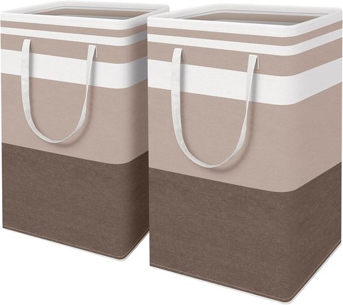 HomeHacks Large Waterproof Laundry Basket - 88L Freestanding Hamper with Extended Handles | Brown