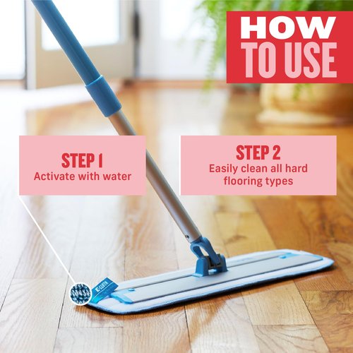 E-Cloth Deep Clean Microfiber Mop - Reusable Mop Pad for Home Cleaning, Hard Floors, Wood, Tile, or Laminate, Machine Washable, Use Wet for Cleaning or Dry for Dusting, No Refills or Spray Needed