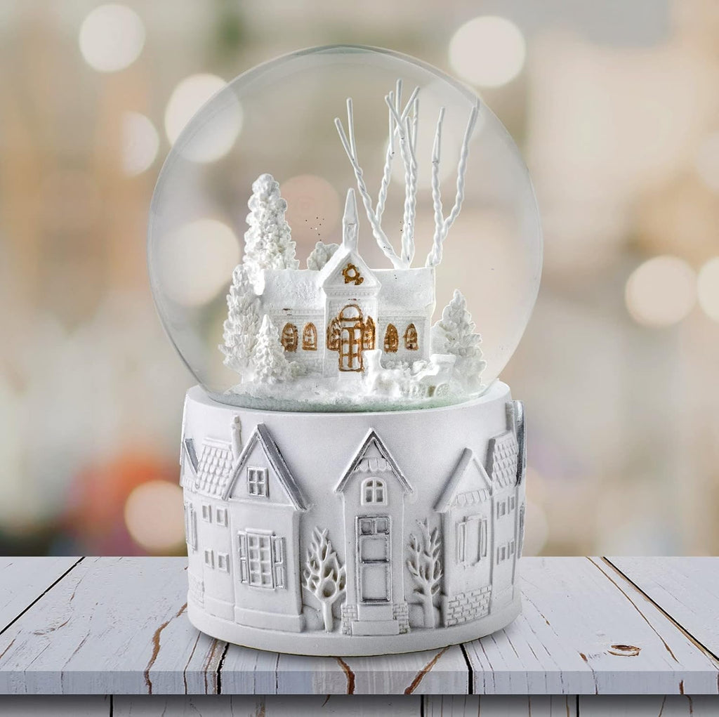 San Francisco Music Box Company - 100MM White Christmas Scene Snow Globe | Perfect Holiday Decor